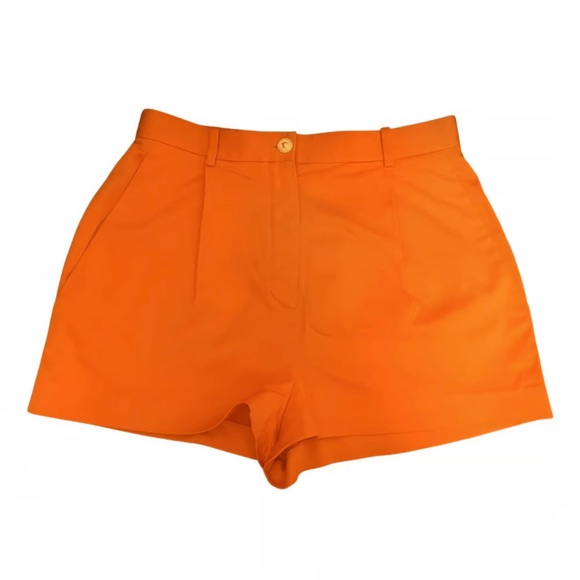 Orange Versace Silk Twill Shorts